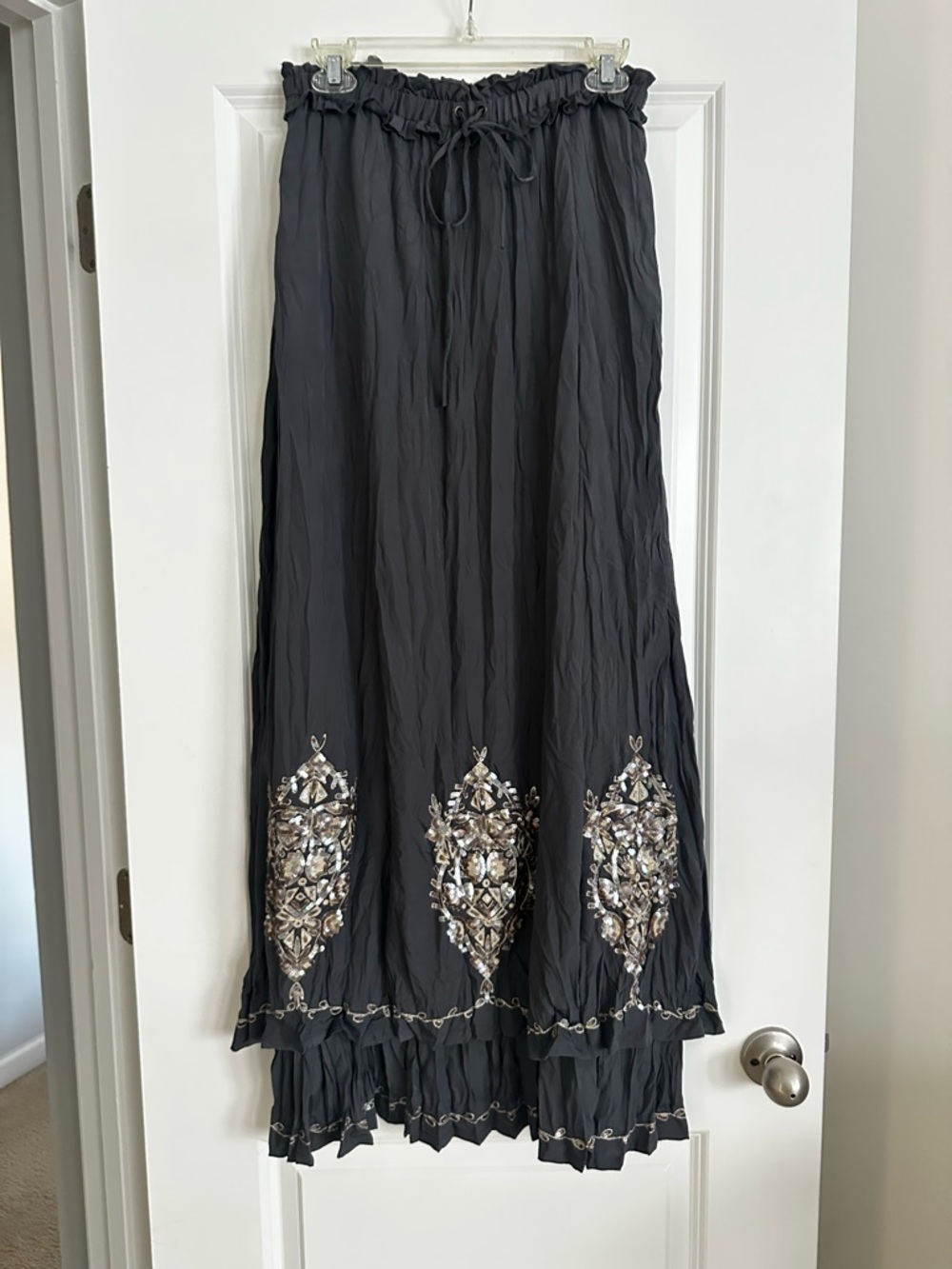 Robbi & Nikki by Robert Rodriguez Maxi Skirt with Silvery Bronze Embellishment